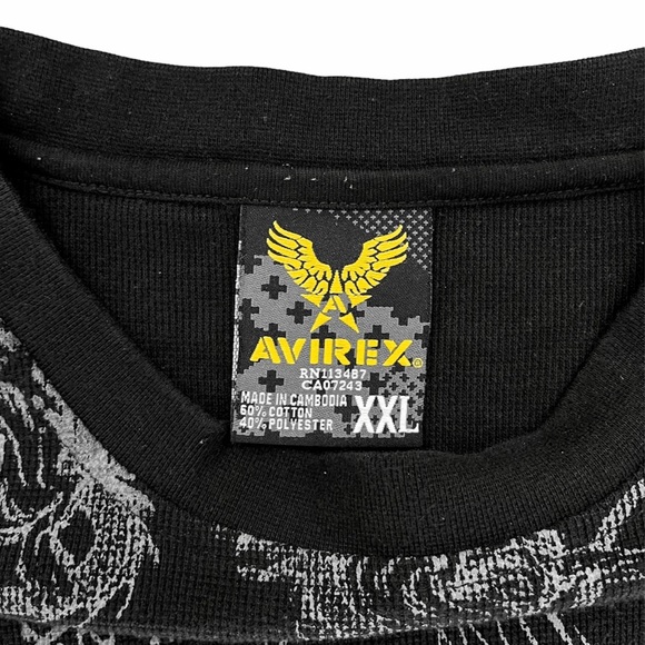 X-Large Avirex All-Over Print Gryphon Design Waffle Knit Long Sleeve Shirt - Picture 4 of 4
